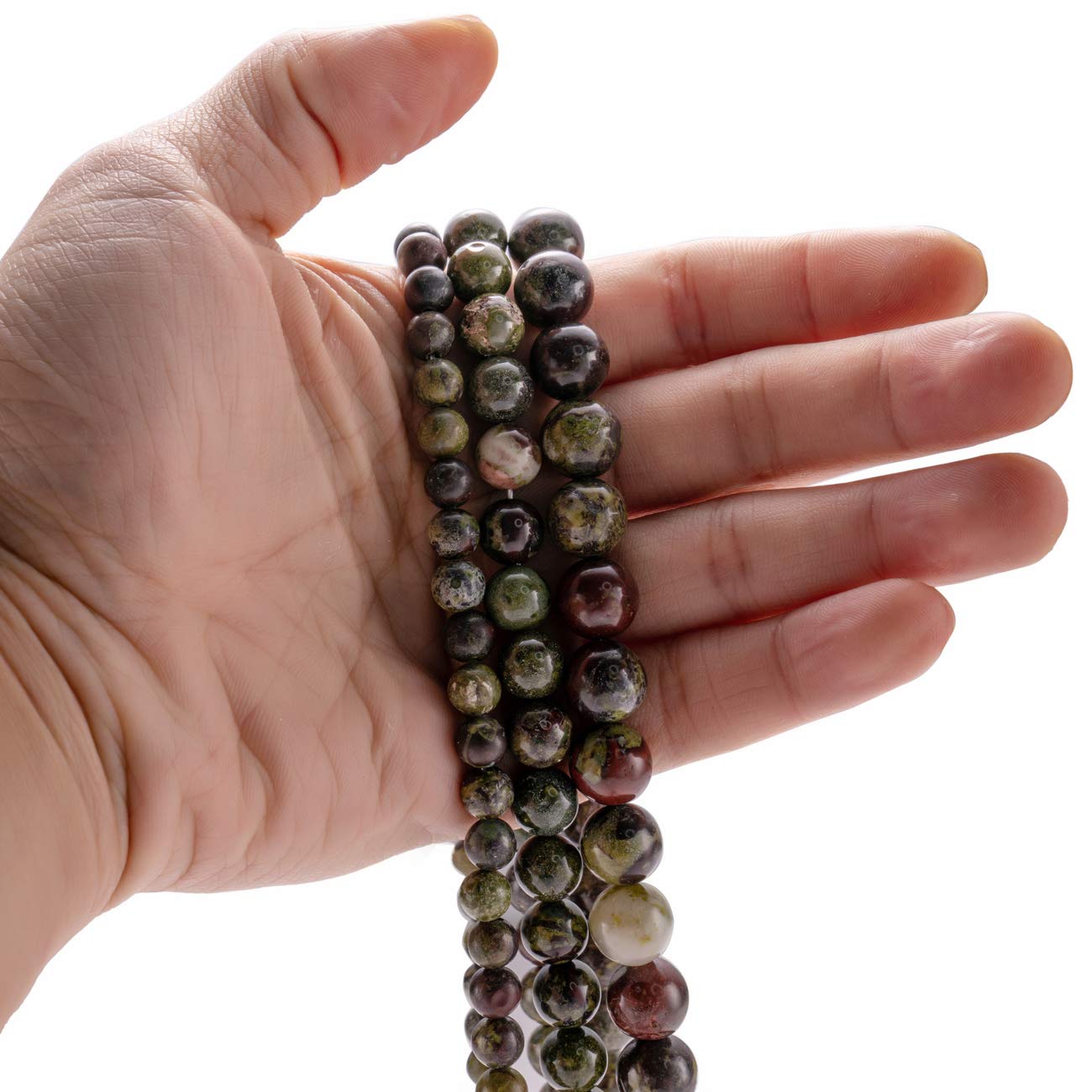 BEADIA Natural Dragon Blood Stone Round Loose Semi Gemstone Beads for Jewelry Making 6MM 61PCS