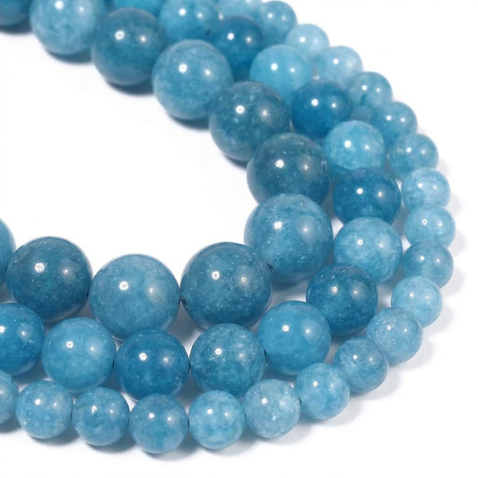 Yochus 45pcs Blue Chalcedony Stone Beads，8mm Healing Power Natural Stone Round Loose Beads for Jewelry Making Earring Necklace DIY Crafts