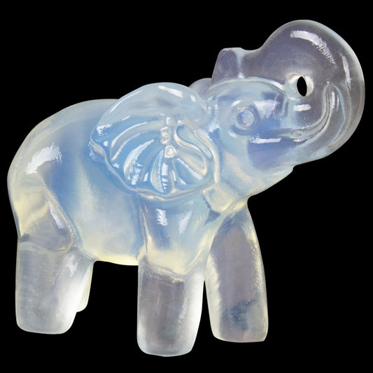 Hguxmcu 2 Inch White Opalite Crystal Elephant Sculpture Handcrafted Healing Stone Animal Figurine Spiritual Home Decor Lucky Charm Gift for Wealth Success Positive Energy and Meditation Lovers
