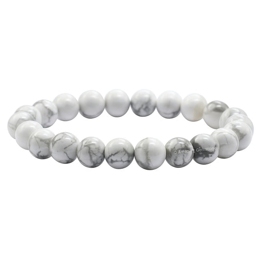 Amazing Gemstone Crystal Bracelet for Women Men's Gifts - Protection Healing Crystal Bracelet - 8mm Gemstone Beaded Stretchable Bracelet Pulseras Para Hombres Mujer Stocking Stuffers Mothers Day Gift (Howlite)