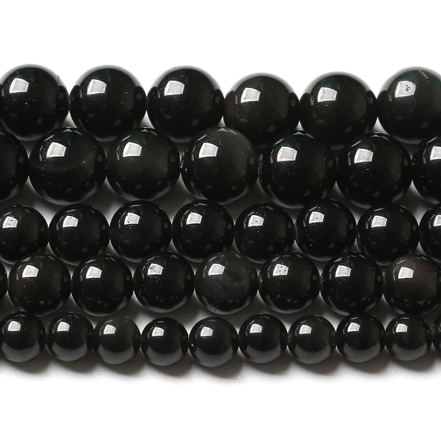 8MM 90pcs Natural Black Obsidian Stone Energy Healing Beads Round Loose Beads for Jewelry Making Bracelet 2 Strands 32"