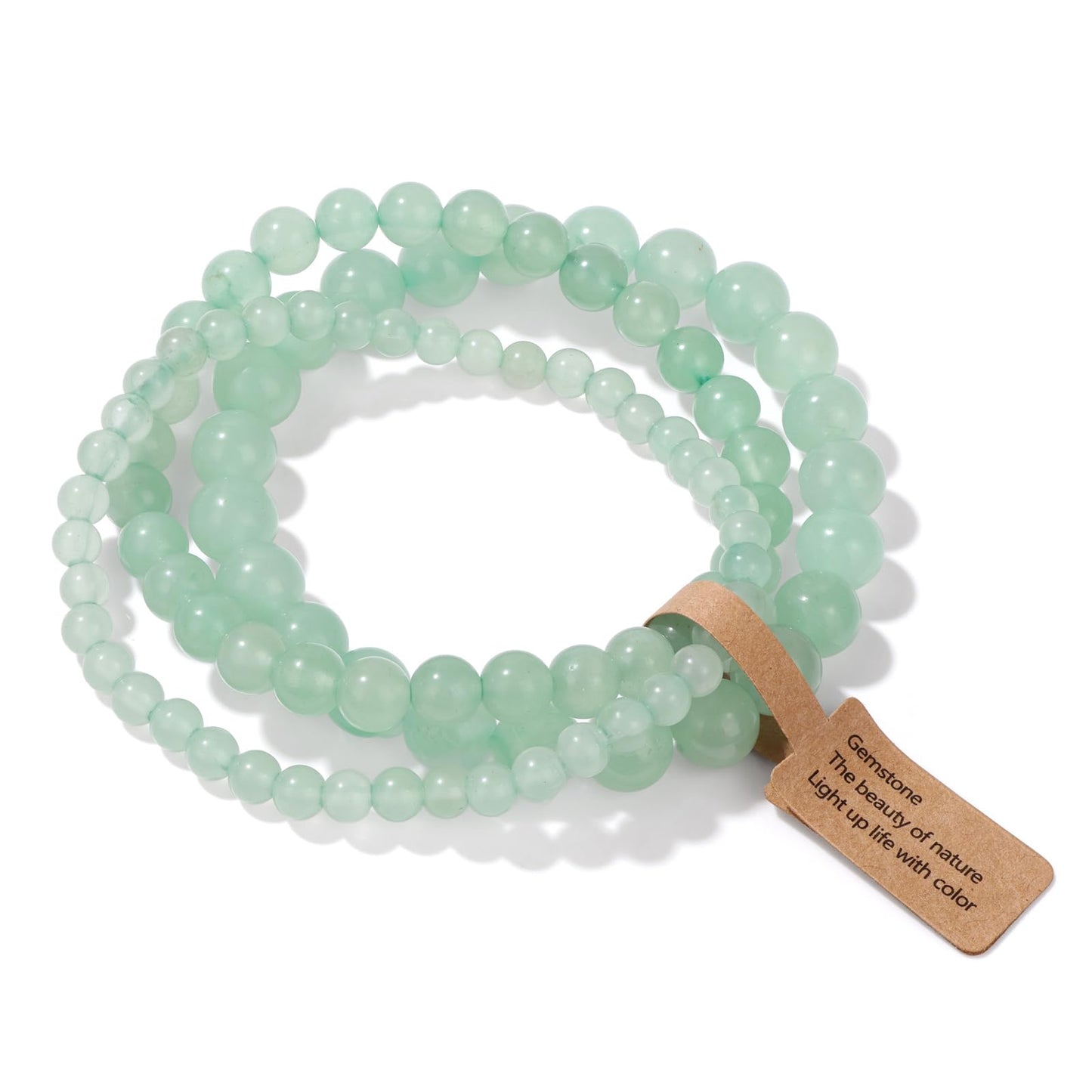Risyfjew 3 PCS Natural Stone Green Aventurine Beaded Bracelet 4mm 6mm 8mm Healing Crystal Stretch Bracelets Women Green Aventurine Crystal Gifts for Women