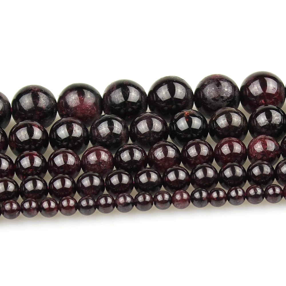 MJDCB Natural Stone Beads Garnet Round Loose Beads for Jewelry Making DIY Bracelet Necklace (4mm)