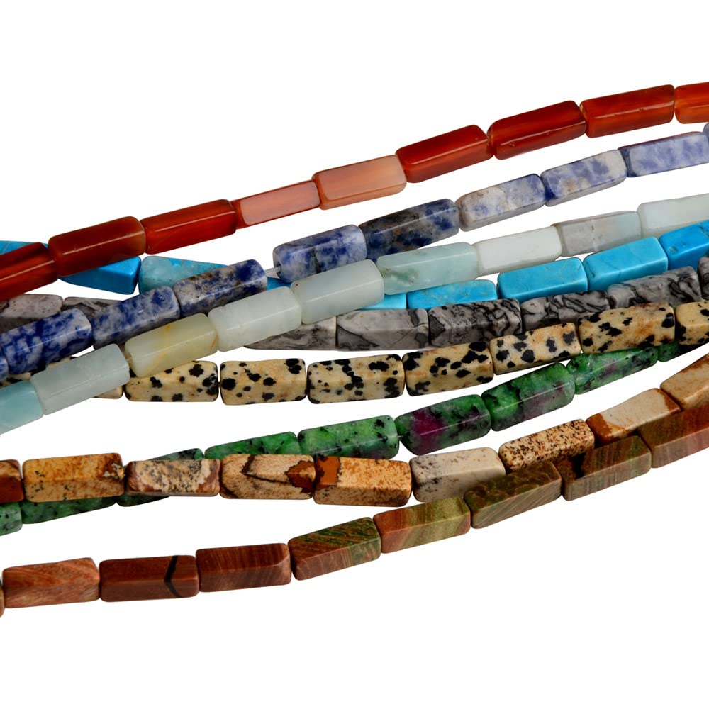 4x13mm Natural Stone Malachite Rectangular Column Tube Cylinder Spacer Loose Beads Gemstone for DIY Bracelets Necklace Jewelry Making Strand 15 Inch (28-30pcs)