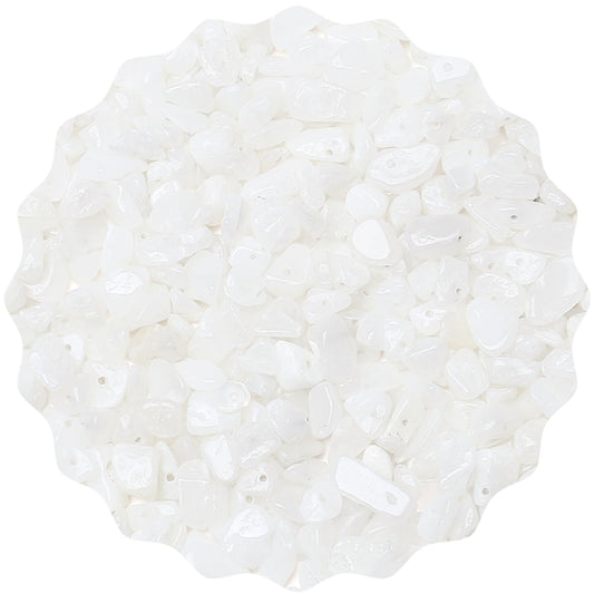 ZHIYUXI 400pcs White Jade Beads 5-8mm Crystals Gemstones for Bracelet Making 2 Strands Irregular Stone Loose Rocks Bead for Jewelry Making Hole Drilled Natural Chips DIY Necklace Craft Gifts