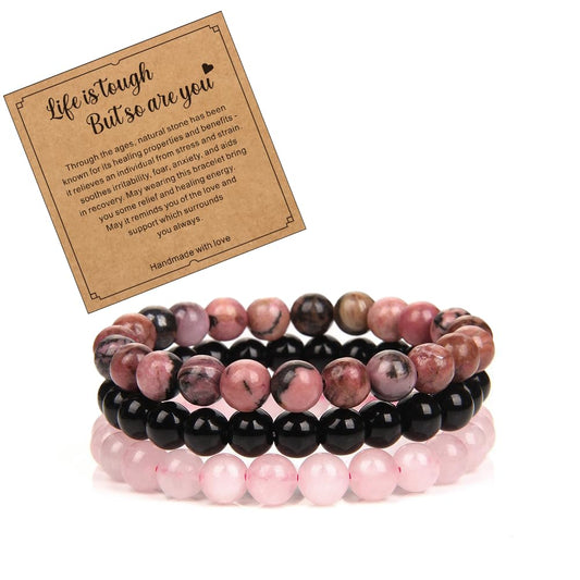 MISTICORE 3PCS Healing Bracelet For Women Anxiety Crystal Bracelet Chakra Beaded Bracelets Natural Stone Beaded Stretch Bracelet Stress Relief