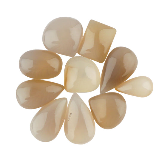 CRYSTALIS 100 carats Natural Grey Chalcedony Loose Gemstone Wholesale Bulk Cabochons Jewelry Making Supply, Chakra & Healing Polished Stones, Wire Wrapping, DIY, Gem Collection [12-16mm]