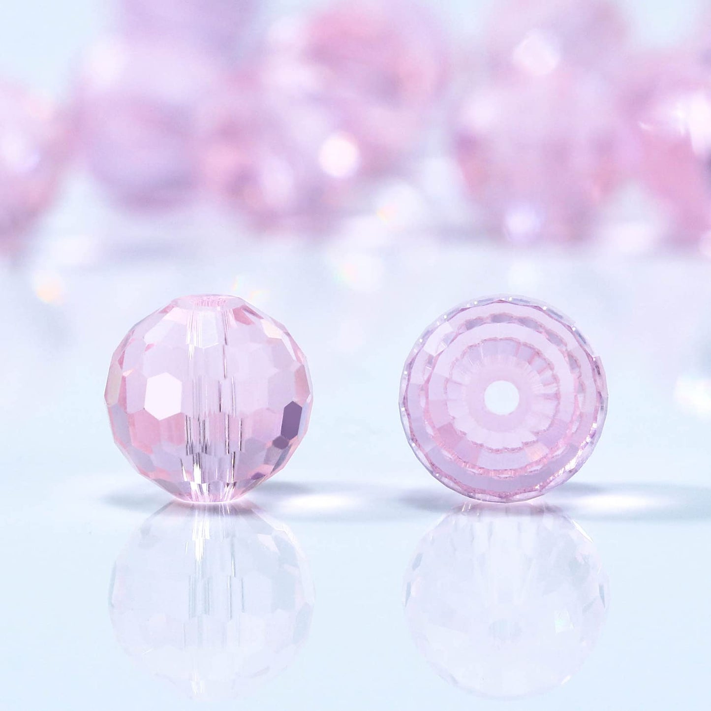 Dowarm 150PCS 6MM Round Crystal Glass Beads for Jewelry Making, Pink Faceted Crystal Rondelle Spacer Beads for Crafts Bracelet Wind Chimes Suncatcher
