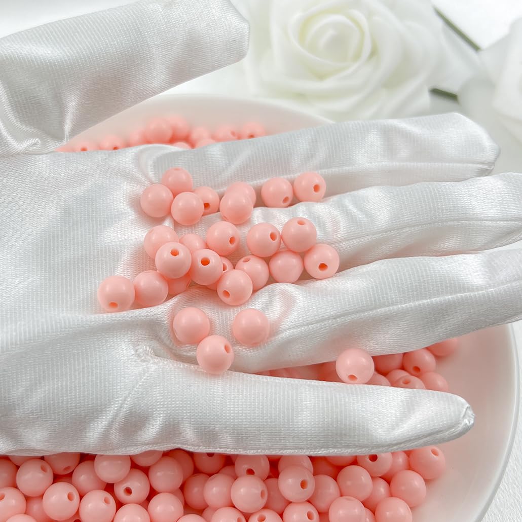 Mulutoo 200Pieces 10MM Acrylic Round Beads Round Acrylic Balls Chunky Beads Smooth Spacer Plastic Pastel Beads Craft Beads for Necklace and Bracelet Making Crafting Supplies(179-pale Pink)