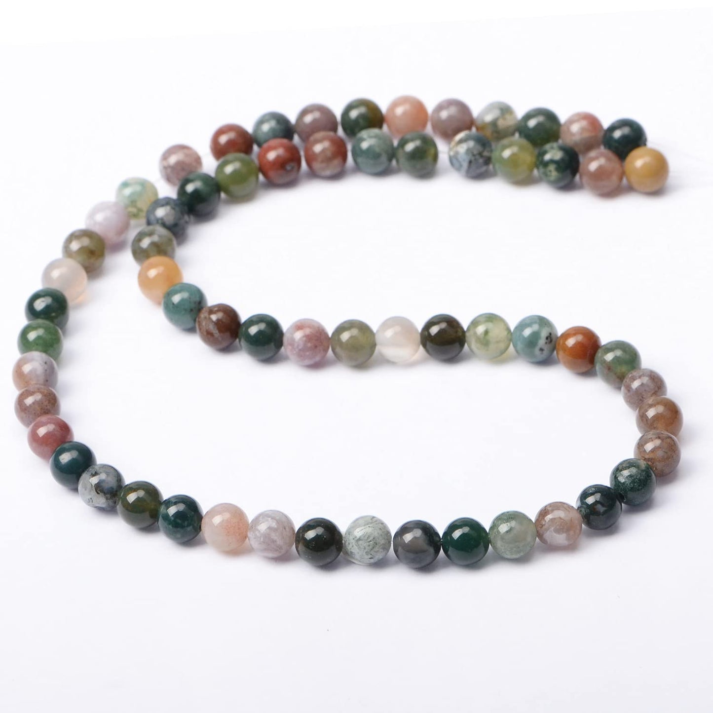 AD Beads Natural Gemstone Round Loose Beads 15" for Bracelet Necklace Earrings Jwelery Making Crafts DIY (6mm, Indian Agate)
