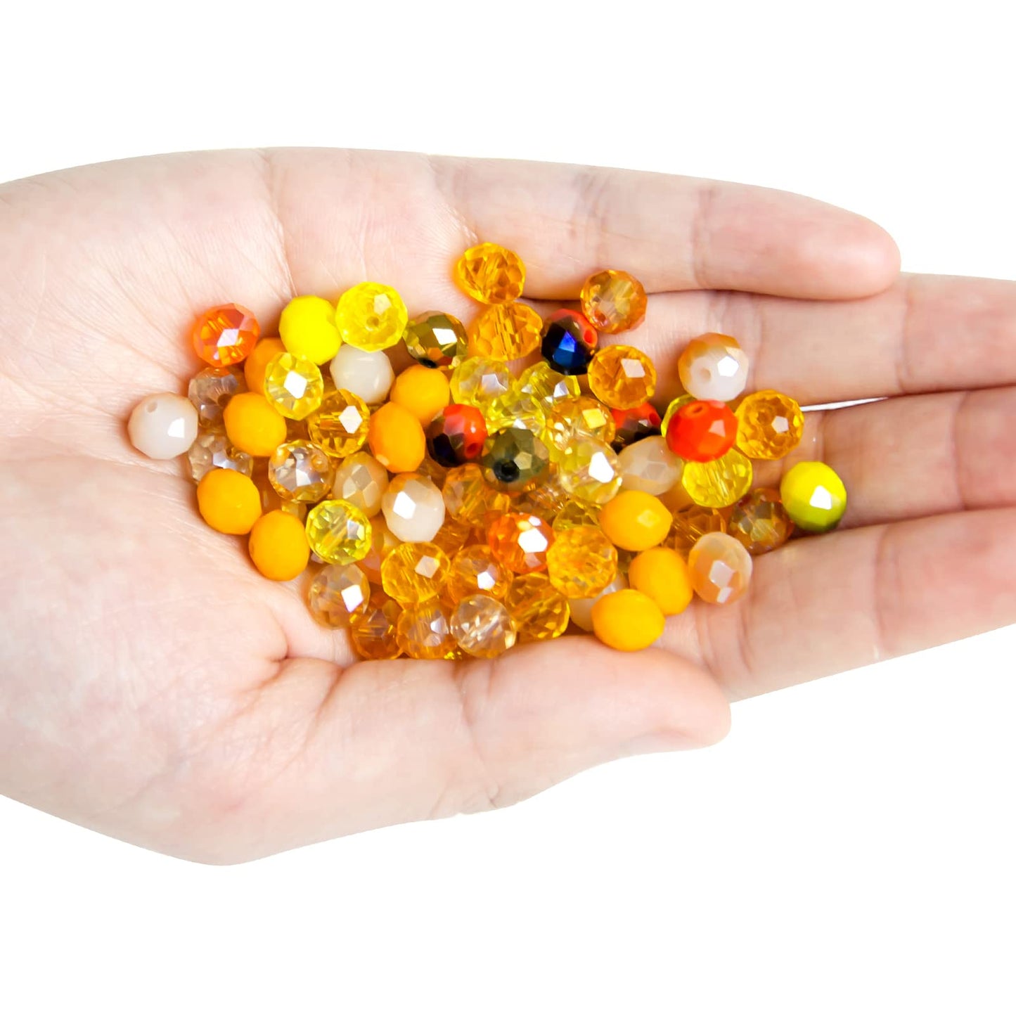 Niziky 200PCS Crystal Glass Beads for Jewelry Making, 6mm Multicolor Yellow Faceted Rondelle Glass Beads with Hole, Crystal Briolette Spacer Bead for Jewelry Bracrlet Making Crafts Projects