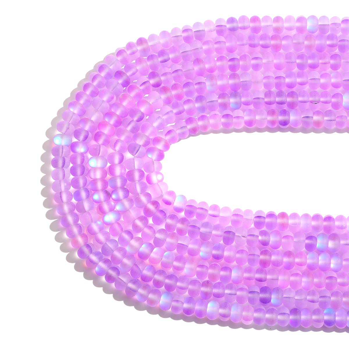 5x8mm Purple Matte Aurora Crystal Glass Beads Loose Rondelle Disc Beads Frosted Moonstone for Jewelry Making