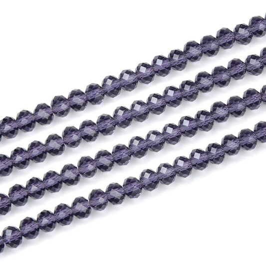 350pcs Czech Faceted Rondelle Crystal Glass Loose Beads 8mm Spacer Bulk Amethyst Purple for DIY Craft Jewelry Making CCR827