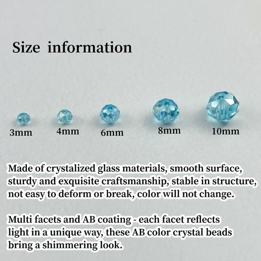 500pcs 3mm Crystal Glass Beads for Crafts Faceted Rondelle Glass Beads for Jewelry Making Crystal Spacer Beads for Necklaces Bracelets Earrings DIY Craft(Lake Blue AB)
