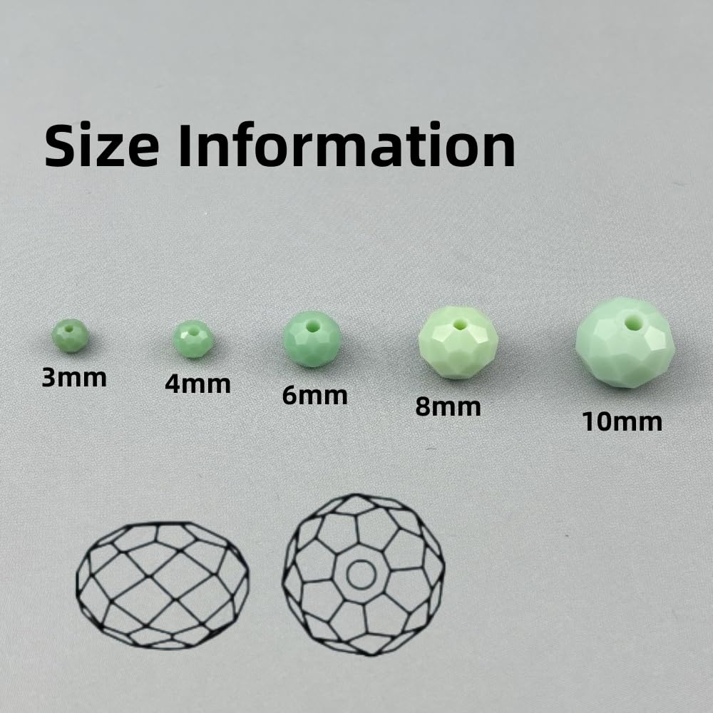Pinhoollgo 200pcs 6mm Crystal Glass Beads Faceted Rondelle Glass Spacer Beads for Bracelets Necklace Pendants Earrings Key Chains Jewelry Making(Mint Green Porcelain)
