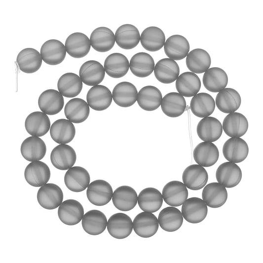 uxcell Matte Crystal Glass Beads 8mm Synthetic Frosted Shining Semi-Precious Round Loose Beads Synthetic Moonstone for Jewelry Making DIY Bracelet, Gray Silver