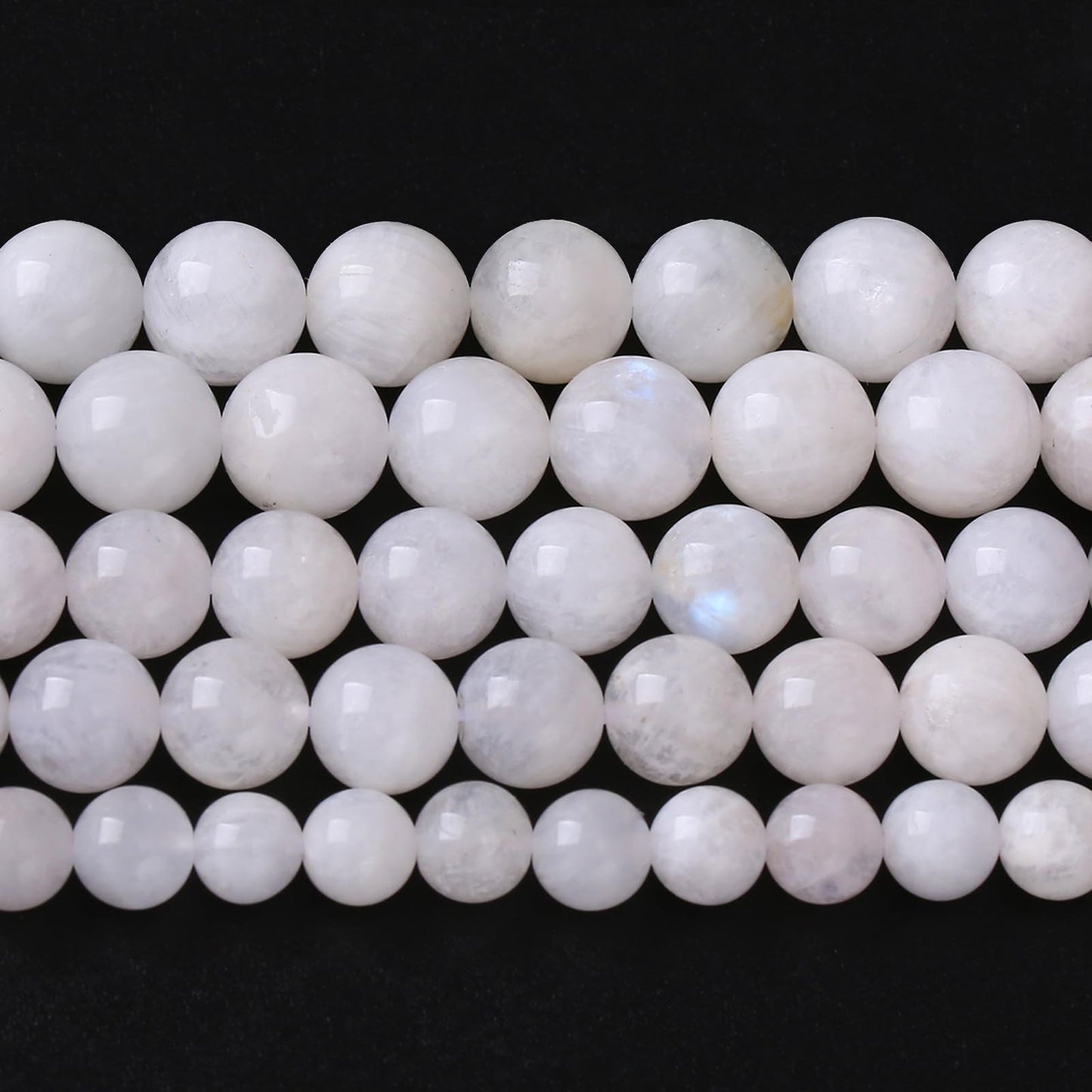 8MM 45PCS Natural Stone White Moonstone Gemstone Semi Precious Beads for Jewelry Making DIY Bracelet