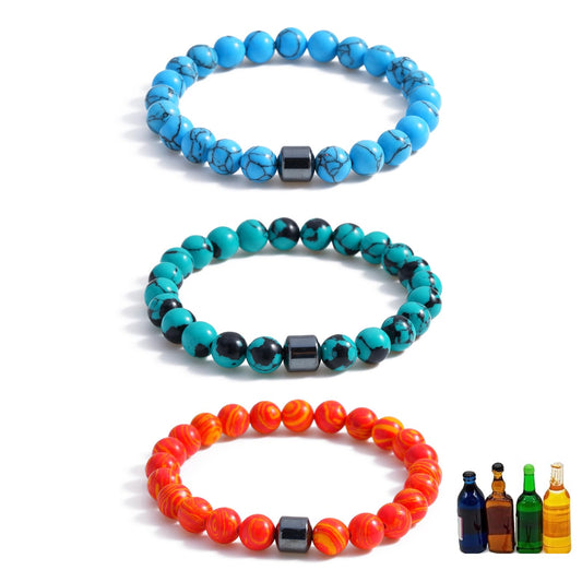 ZHDHDQ 3PCS Glame Anti Alcohol Bracelet for Men Women，Stone Volcanic Stone Reduce the Urge Drinking Alcohol Manifestation Relieve Anxiety Stress Jewelry Gift (colorful)