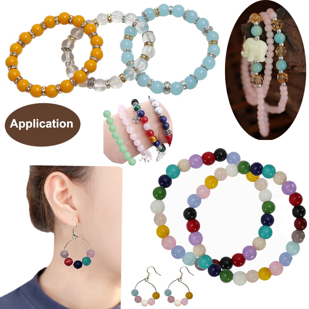 Pamir Tong 720PCS 8mm Glass Round Beads Bulk Crystal Beads Bracelet Beads Making Kit Healing Chakra Beads with 500pcs Space Loose Beads for Jewelry Making and DIY Crafts (8mm Solid&Clear)