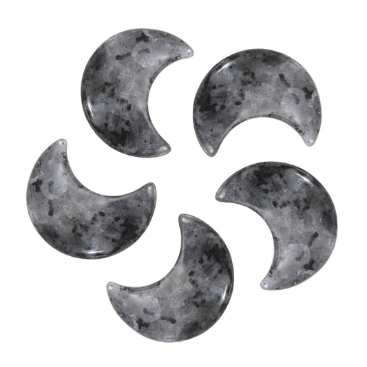 MECCANIXITY 5 Pcs Moon Crystal Worry Stone, 1.2 Inch Length Natural Labradorite Moon Gemstone Bulk, Carved Pocket Stones for Meditation Balancing Pendant Decor