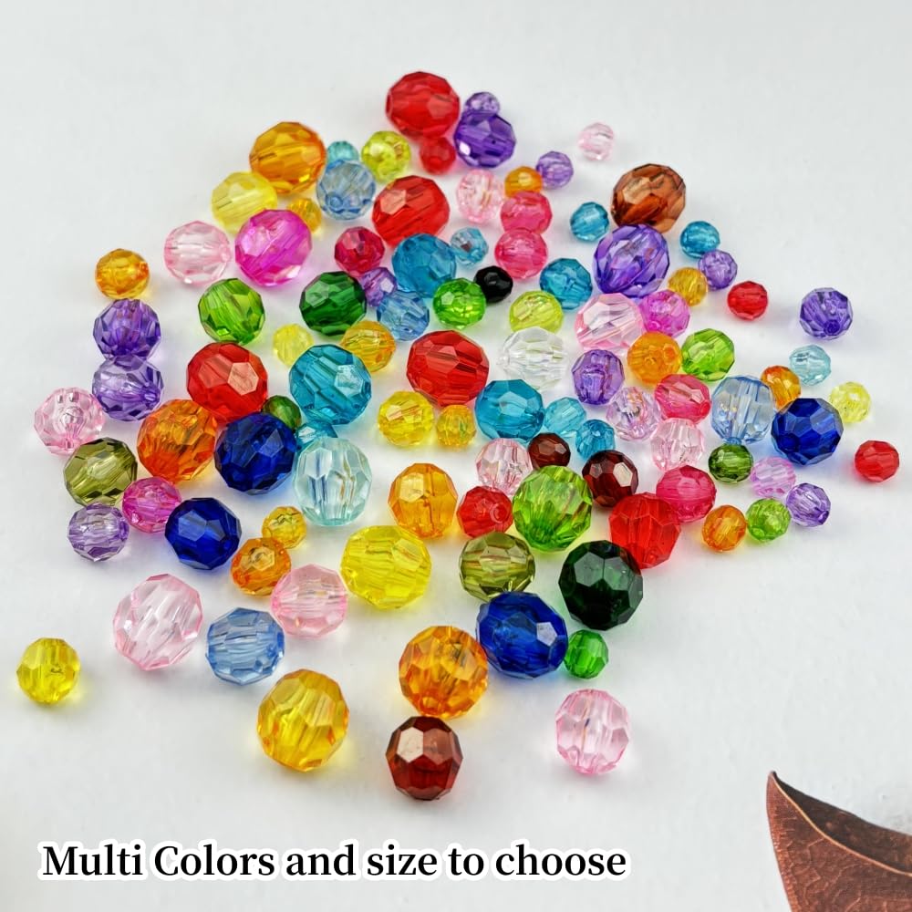 YUEXIGO 100pcs 12mm Acrylic Round Faceted Beads for Crafts Faceted Spacer Beads for Sewing Crafts Decoration Necklaces Bracelets Earrings Jewelry Making(Rose Red)