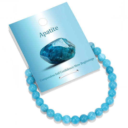 Vinswet Healing Crystal Bracelets for Women Men 6mm Apatite Natural Stone Beaded Stretch Bracelet Handmade Gemstone Reiki Spiritual Jewelry Gifts