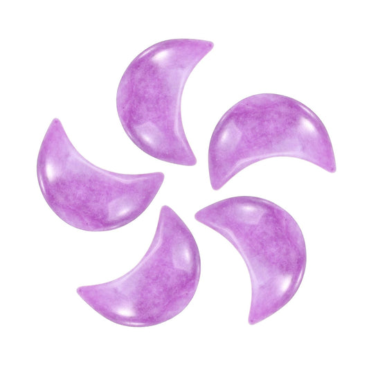 MECCANIXITY 5 Pcs Moon Crystal Worry Stone, 0.5 Inch Length Natural Purple Lepidolite Moon Gemstone Bulk, Carved Pocket Stones for Meditation Balancing Pendant Decor
