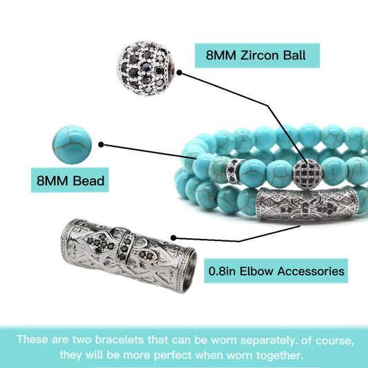 GDLKPYHS Turquoise Bracelet, Handmade Beaded Bracelet 8MM Healing Crystal Beads Protection Bracelet,Turquoise Jewelry Bring Good Luck, Prosperity and Happiness, Men's and Women's Gifts