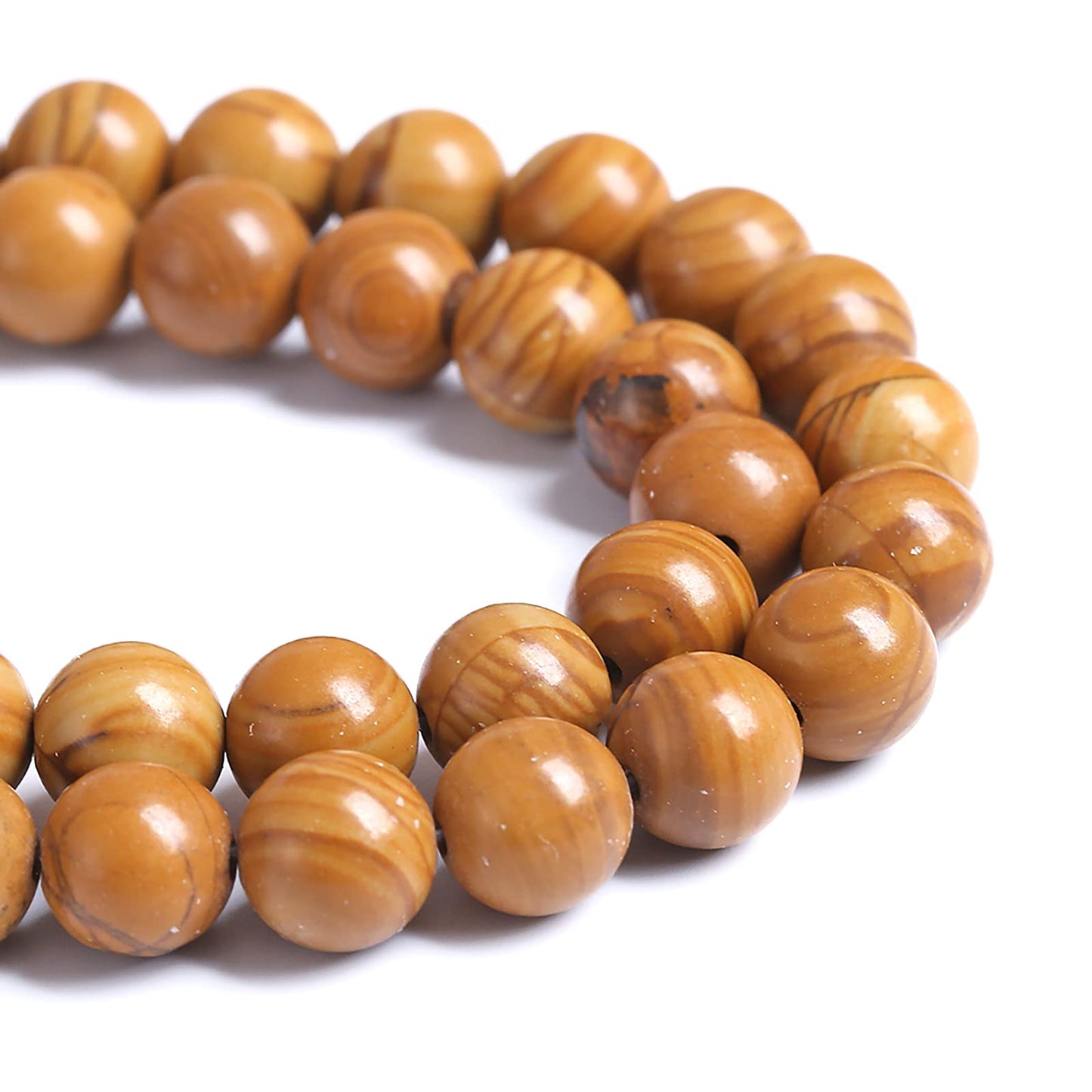 12MM 32PCS Natural Stone Yellow Woodgrain Jasper Loose Beads for Jewelry Making DIY Bracelet