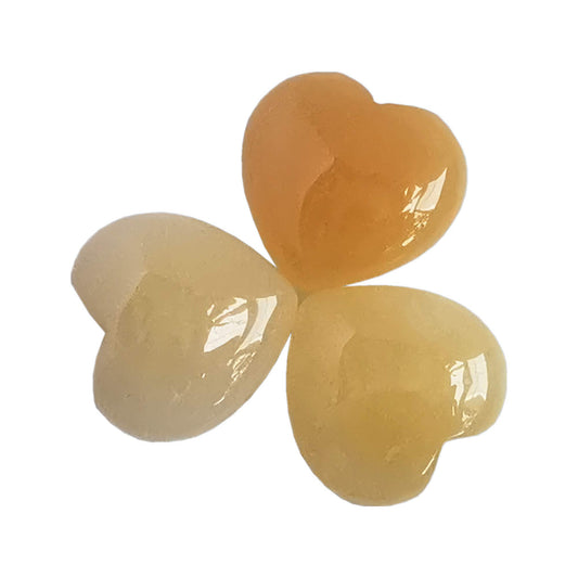 Bacatgem 3 Pcs Natural Yellow Jade Pocket Palm Thumb Healing Crystal Heart Love Worry Stones,1 inches Reiki Balancing Crystal and Healing Stones