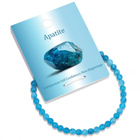 Vinswet Healing Crystal Bracelets for Women Men 4mm Apatite Natural Stone Beaded Stretch Bracelet Handmade Gemstone Reiki Spiritual Jewelry Gifts