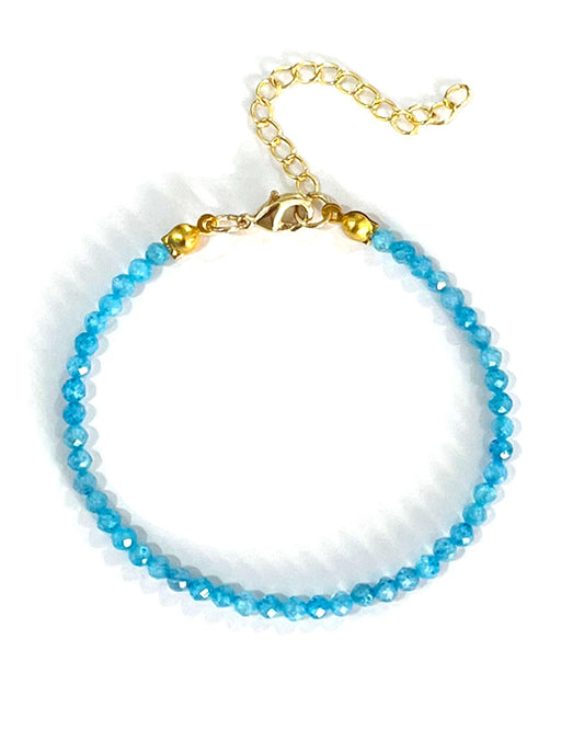 Withgenes Bohemian Bracelet for Women Boho Beaded Gemstone Bracelets Natural Stones Gold Plated Link Bracelet Valentines Mother's Day Gifts for Her, Sky Blue