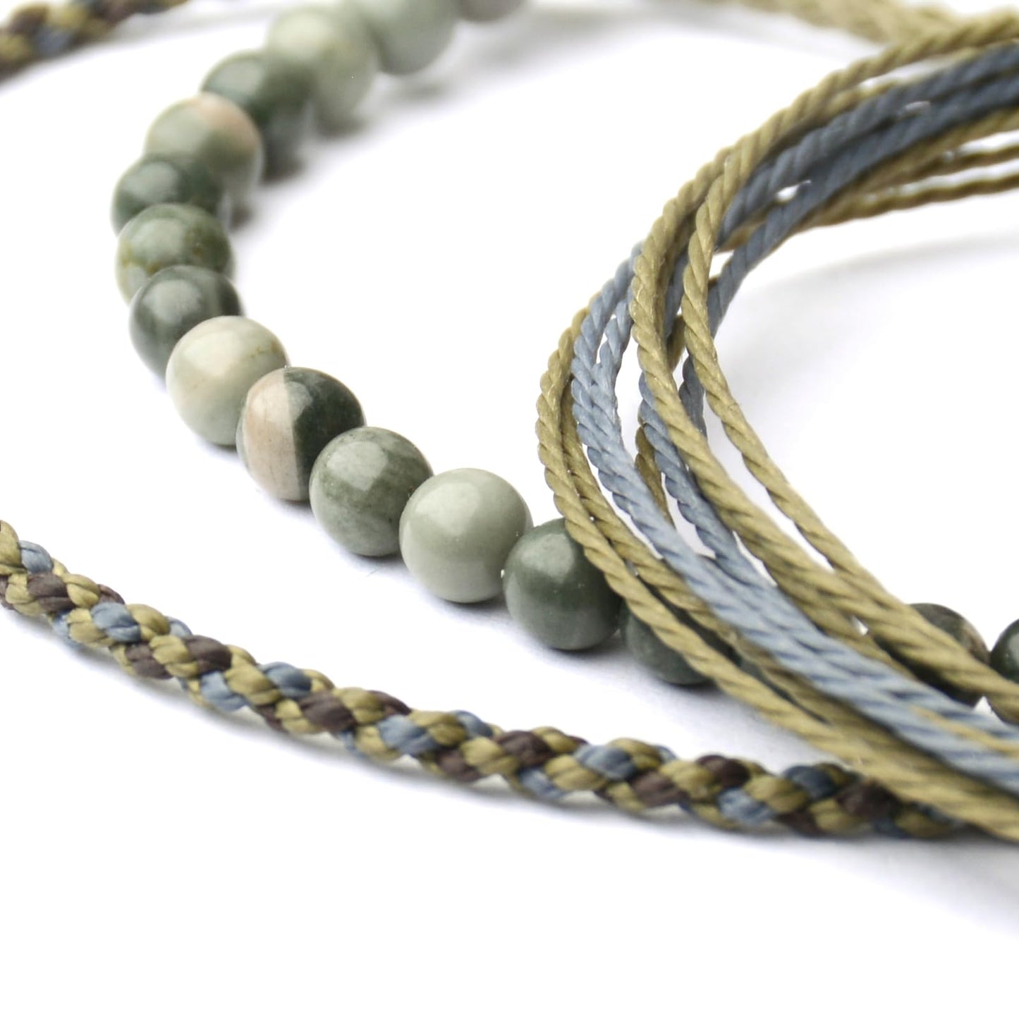 Handmade Natural Stone Beaded Healing Bracelet Gift for Men Adjustable Rope String Bracelet (Mud colored stone, Adjustable)