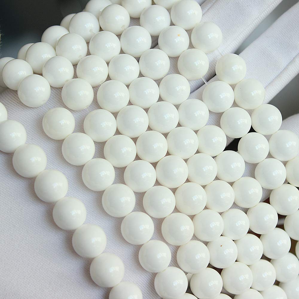MJDCB 7A Natural Deep Sea White Shells Round Stone Beads for Jewelry Making DIY Bracelet Necklace (4mm)
