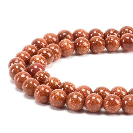 Cherry Tree Collection | 100PCS 6mm Goldstone Gemstone Round Beads for Jewelry Making | Includes Storage Box, Elastic String, and Needles