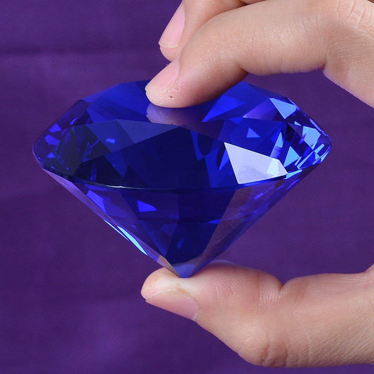 Blue Crystal Glass Diamond Shaped Decoration 60mm Jewel Paperweight,Gift Decoration Idea For Christmas, Thanksgiving And Birthday (Please identify our brand Yarr Store)