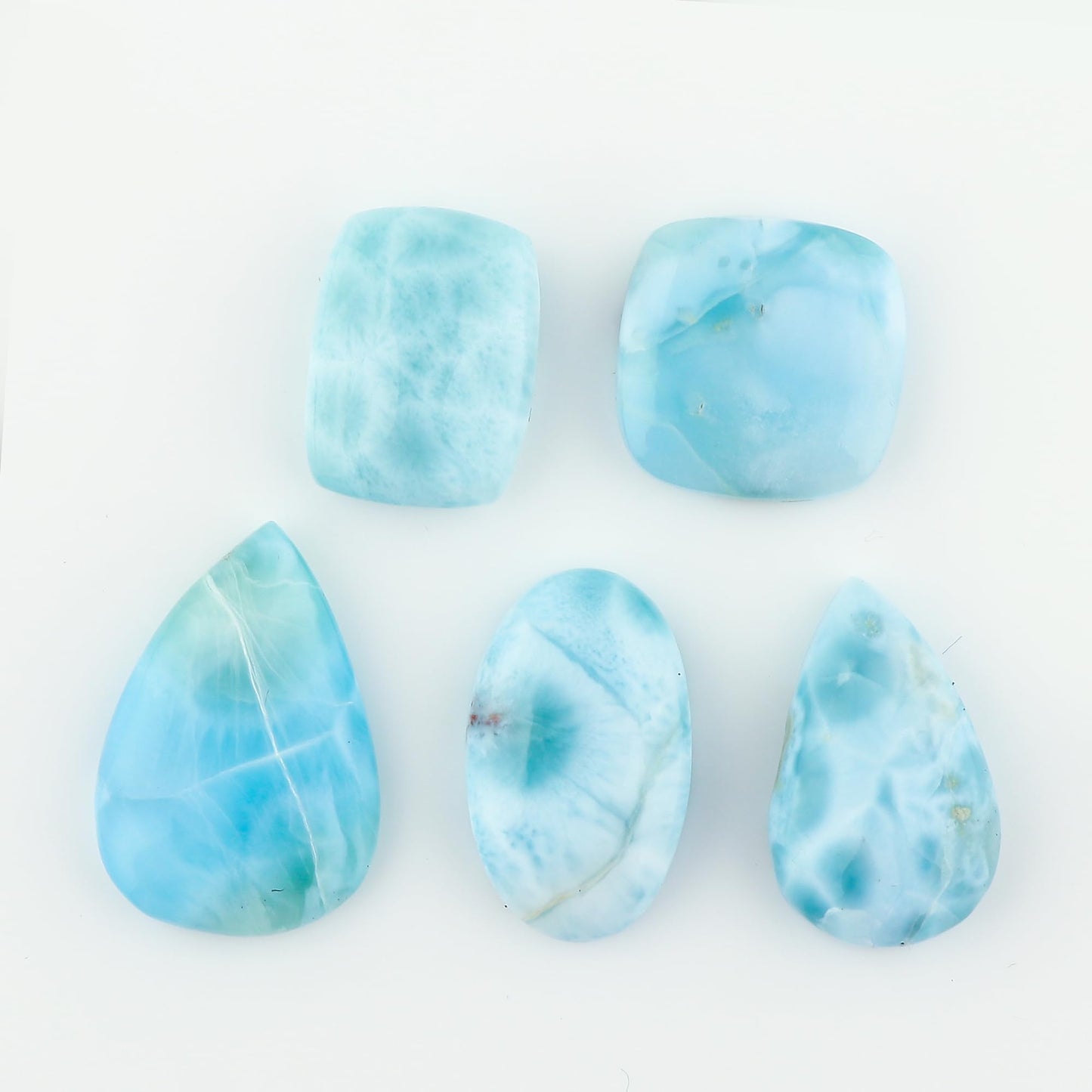 CRYSTALINES 5pcs, Wholesale Sky Blue Larimar Cabochons, Natural Polished Gemstones, DIY Jewelry Making, Bulk Loose Crystal Supplies, Chakra Healing Crystals, Wire Wrapping, Gem Collection