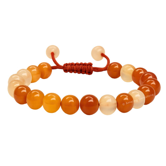 Amazing Gemstone Carnelian Bracelet for Women Men's Gifts - Protection Healing Crystal Bracelet - 8mm Gemstone Beaded Adjustable Bracelet