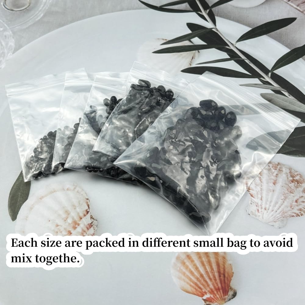 Xinhongo 340pcs Teardrop Crystal Glass Beads 3x5mm 4x6mm 6x8mm 8x12mm 10x15mm Vertical Hole Faceted Glass Spacer Beads for Necklace Bracelet Earrings DIY Jewelry Crafts(Black)