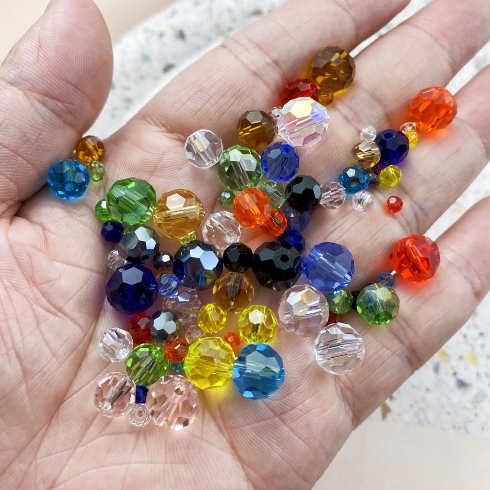 Xinhongo Crystal Glass Beads 200 Pieces 6mm Round Faceted Glass Spacer Beads for Jewelry Making Bracelet Earring Necklace DIY Craft Supplies(Crystal Clear AB)