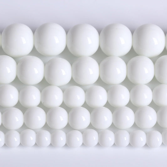 6MM Natural Stone White Porcelain Agate Beads Round Loose Stone Beads for Jewelry and Bracelets Making 120pcs 2 Strands 32"