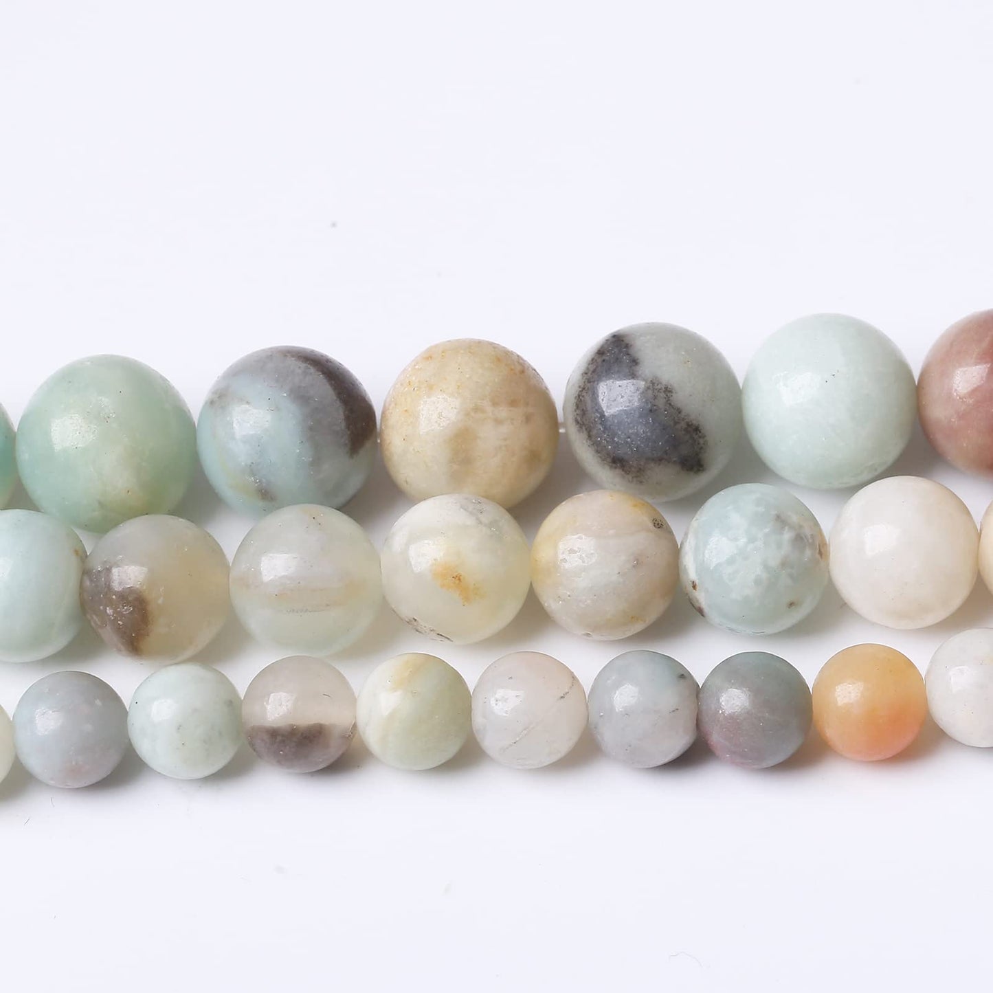 32PCS 12MM Natural Amazonite Beads Round Loose Stone Beads for Jewelry Making DIY Energy Stone Healing Power Bracelet 15"
