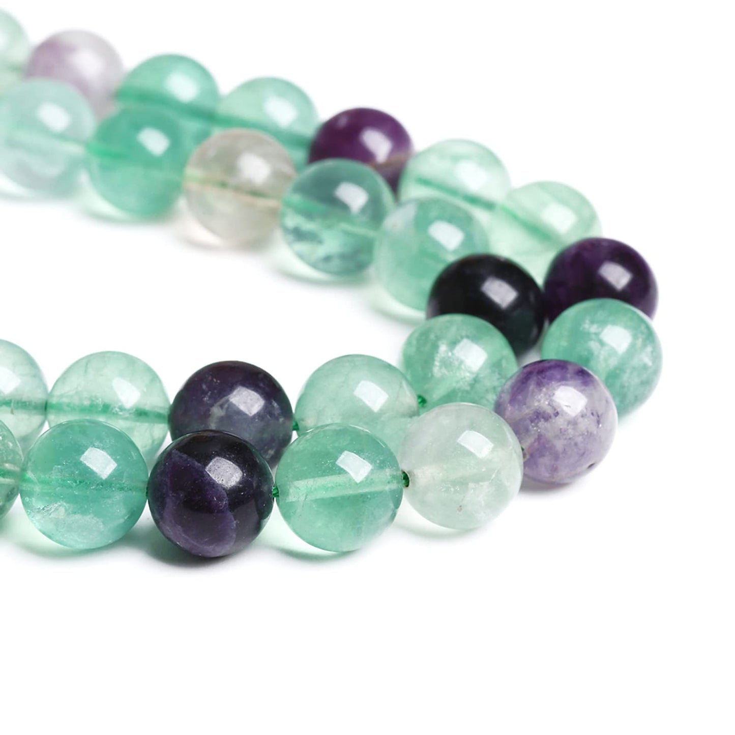 12MM 32PCS Natural Stone Green Fluorite Gemstone Beads for Jewelry Making DIY Bracelet 1 Strand