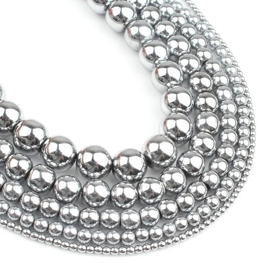 Zenkeeper 108Pcs Silver Hematite Spacer Loose Beads Bulk with Holes Handcrafted for DIY Bracelets Jewelry Making Crafts Supplies