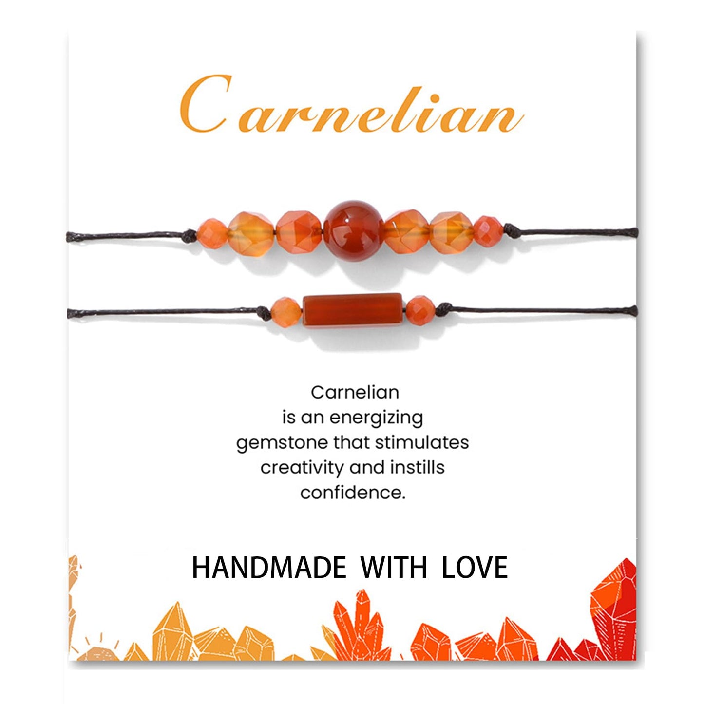 THSOGO 2Pcs Carnelian Bracelet Natural Stone Bead Bracelet Handmade Adjustable Jewelry for Women Gifts for Her Mom Daughter Fridend