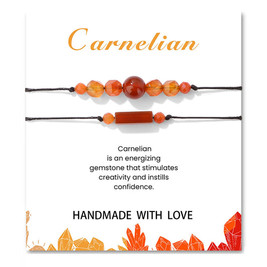 THSOGO 2Pcs Carnelian Bracelet Natural Stone Bead Bracelet Handmade Adjustable Jewelry for Women Gifts for Her Mom Daughter Fridend