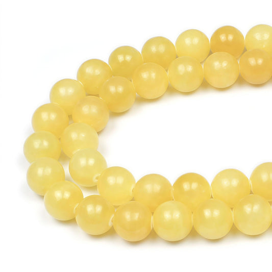 MJDCB Stone Beads Yellow Jade Round Loose Beads for Jewelry Making DIY Bracelet Necklace 4mm