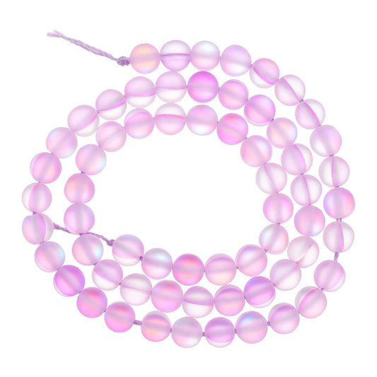 uxcell Matte Crystal Glass Beads 6mm Synthetic Frosted Shining Semi-Precious Round Loose Beads Synthetic Moonstone for Jewelry Making DIY Bracelet, Light Purple