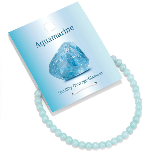Vinswet Healing Crystal Bracelets for Women Men 4mm Aquamarine Natural Stone Beaded Stretch Bracelet Handmade Gemstone Reiki Spiritual Jewelry Gifts
