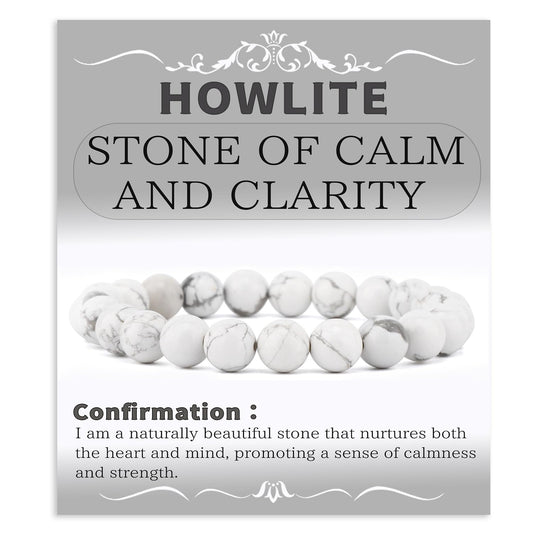 Bymitel 8mm Howlite - Handmade Reiki Gemstone Stretch Bracelet, Natural Beauty & Spiritual Essence, Crystal Healing for Unisex Adults